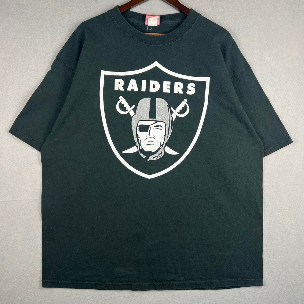 NFL Football Las Vegas Raiders Shield Logo Black Tee Shirt XXL